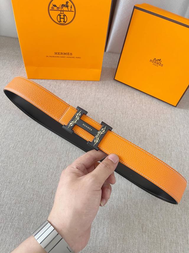 爱马仕 Hermes3.8Cm单面原版荔枝纹 搭配精品工字纯铜五金